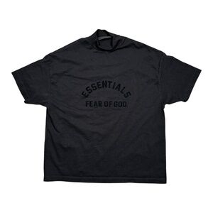 Fear of God Essentials 2023 Oversized Logo Jet Black Mock Neck T Shirt Mens XS